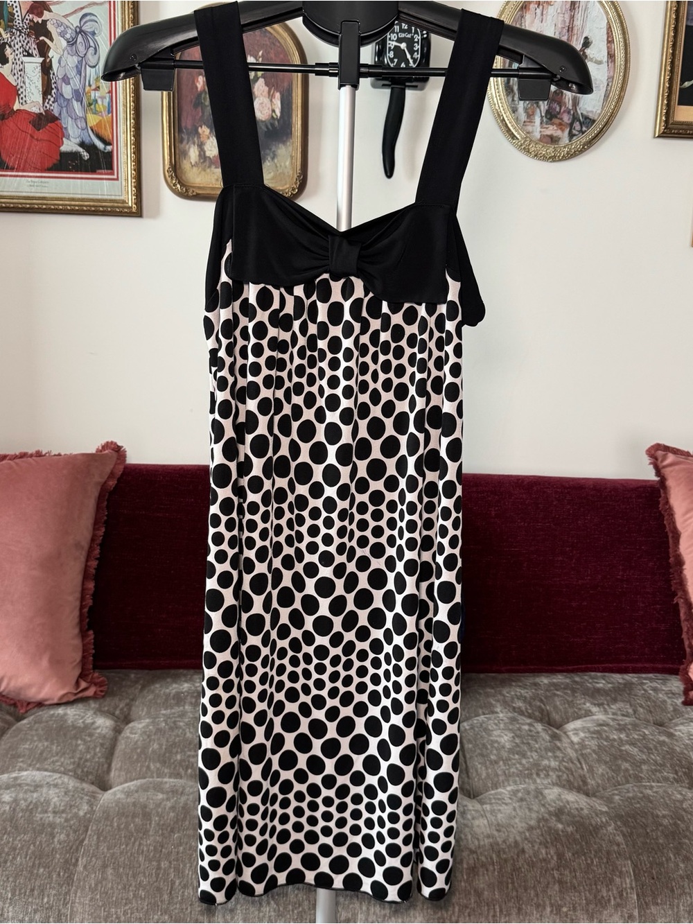 Charlotte Russe Black and White Polka Dot Dress with Bow Detail
